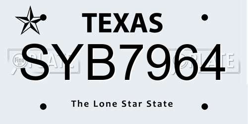 SYB7964 Texas License Plate