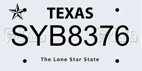 SYB8376 Texas License Plate