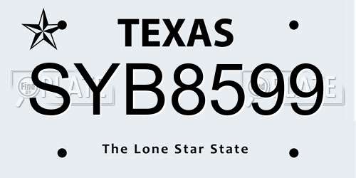 SYB8599 Texas License Plate