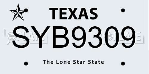 SYB9309 Texas License Plate