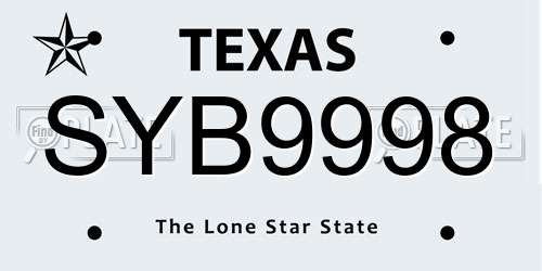 SYB9998 Texas License Plate