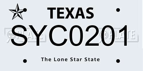SYC0201 Texas License Plate