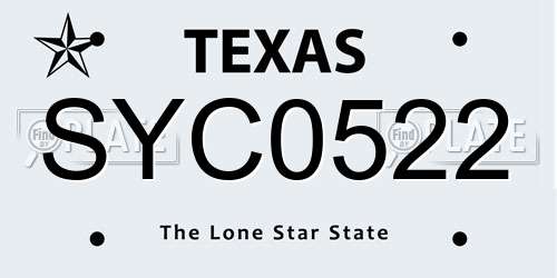 SYC0522 Texas License Plate