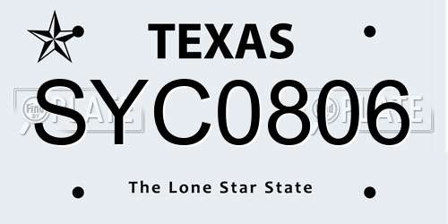 SYC0806 Texas License Plate