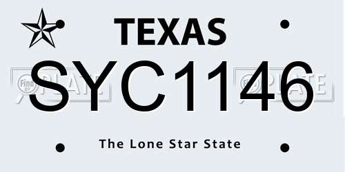SYC1146 Texas License Plate