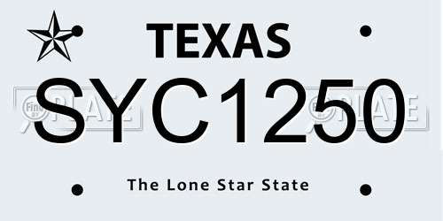 SYC1250 Texas License Plate