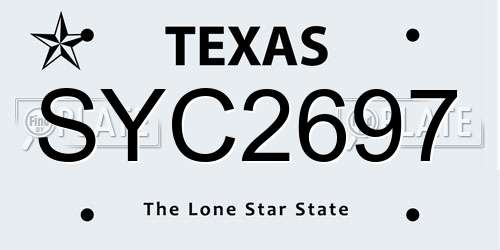SYC2697 Texas License Plate