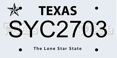 SYC2703 Texas License Plate