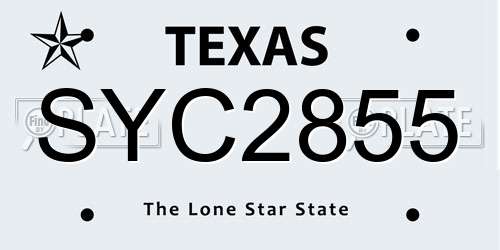 SYC2855 Texas License Plate