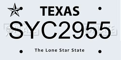 SYC2955 Texas License Plate
