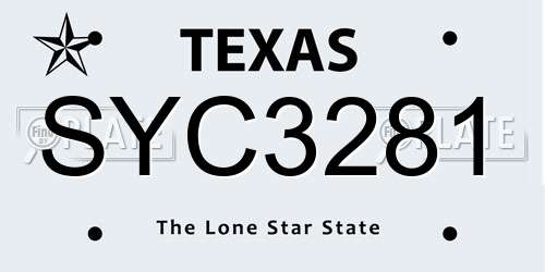 SYC3281 Texas License Plate