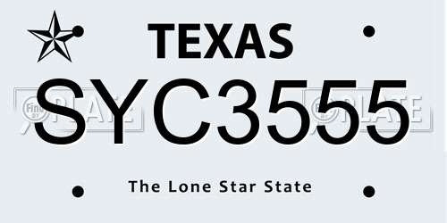 SYC3555 Texas License Plate