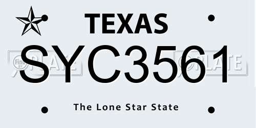 SYC3561 Texas License Plate
