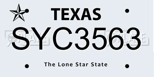 SYC3563 Texas License Plate