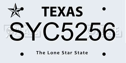SYC5256 Texas License Plate