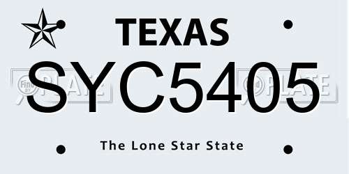 SYC5405 Texas License Plate