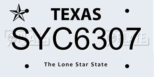 SYC6307 Texas License Plate