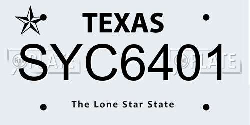 SYC6401 Texas License Plate