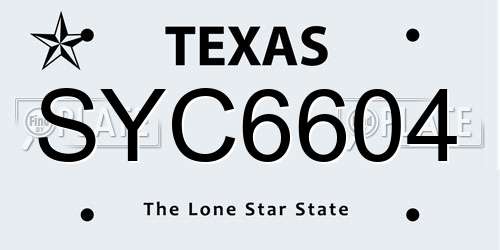 SYC6604 Texas License Plate