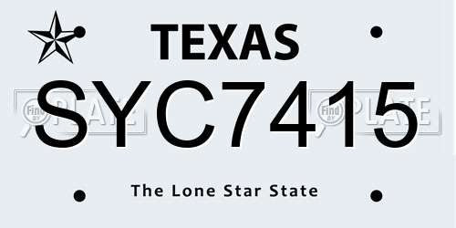 SYC7415 Texas License Plate