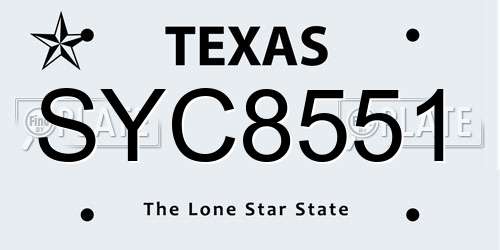 SYC8551 Texas License Plate