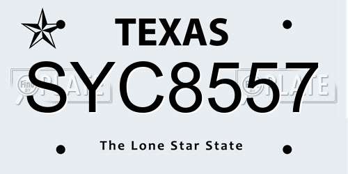 SYC8557 Texas License Plate