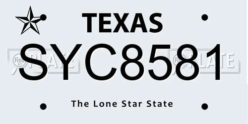 SYC8581 Texas License Plate