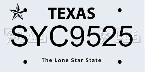 SYC9525 Texas License Plate