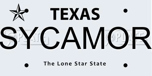 SYCAMOR Texas License Plate