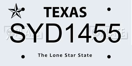 SYD1455 Texas License Plate
