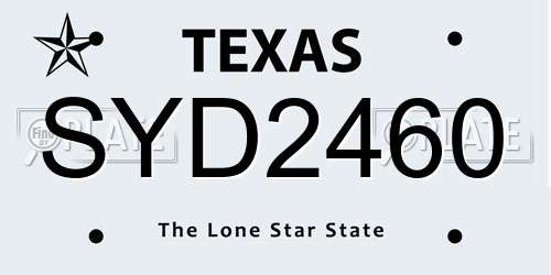 SYD2460 Texas License Plate