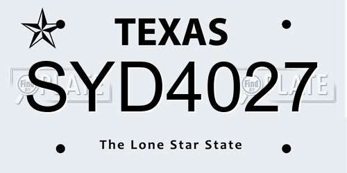 SYD4027 Texas License Plate