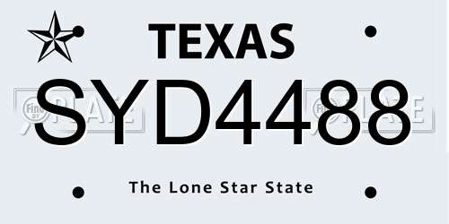 SYD4488 Texas License Plate