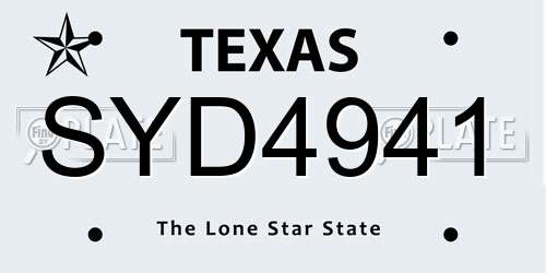 SYD4941 Texas License Plate