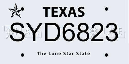 SYD6823 Texas License Plate