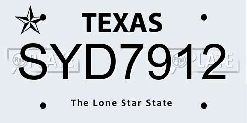 SYD7912 Texas License Plate