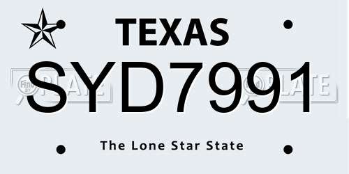 SYD7991 Texas License Plate