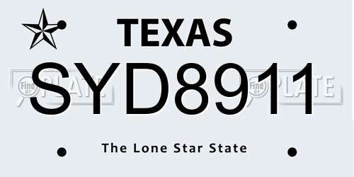 SYD8911 Texas License Plate