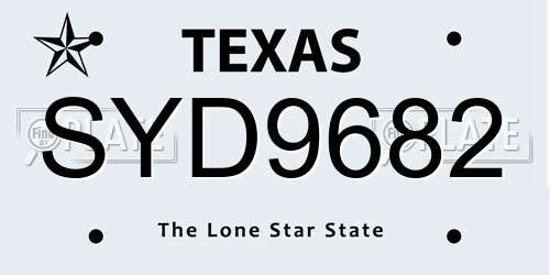SYD9682 Texas License Plate