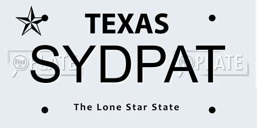 SYDPAT Texas License Plate