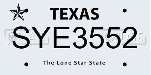 SYE3552 Texas License Plate