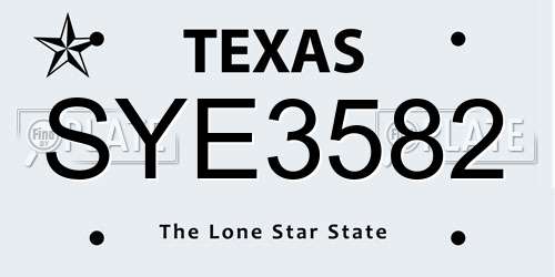 SYE3582 Texas License Plate