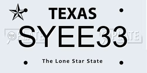SYEE33 Texas License Plate