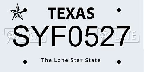 SYF0527 Texas License Plate