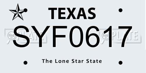 SYF0617 Texas License Plate