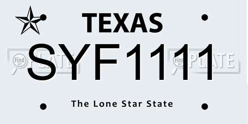SYF1111 Texas License Plate