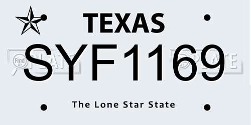 SYF1169 Texas License Plate