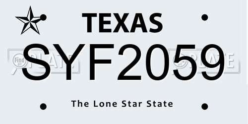 SYF2059 Texas License Plate