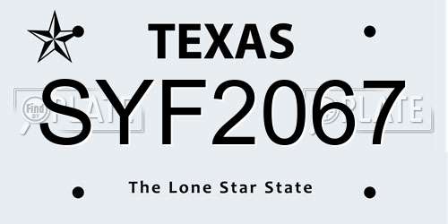 SYF2067 Texas License Plate