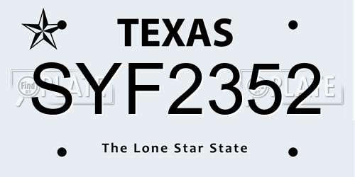 SYF2352 Texas License Plate